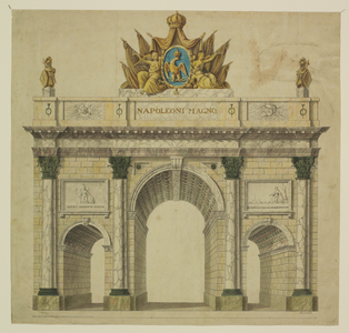 29037 Afbeelding van de erepoort op de Neude aan het begin van de Voorstraat te Utrecht, opgericht voor het bezoek van ...